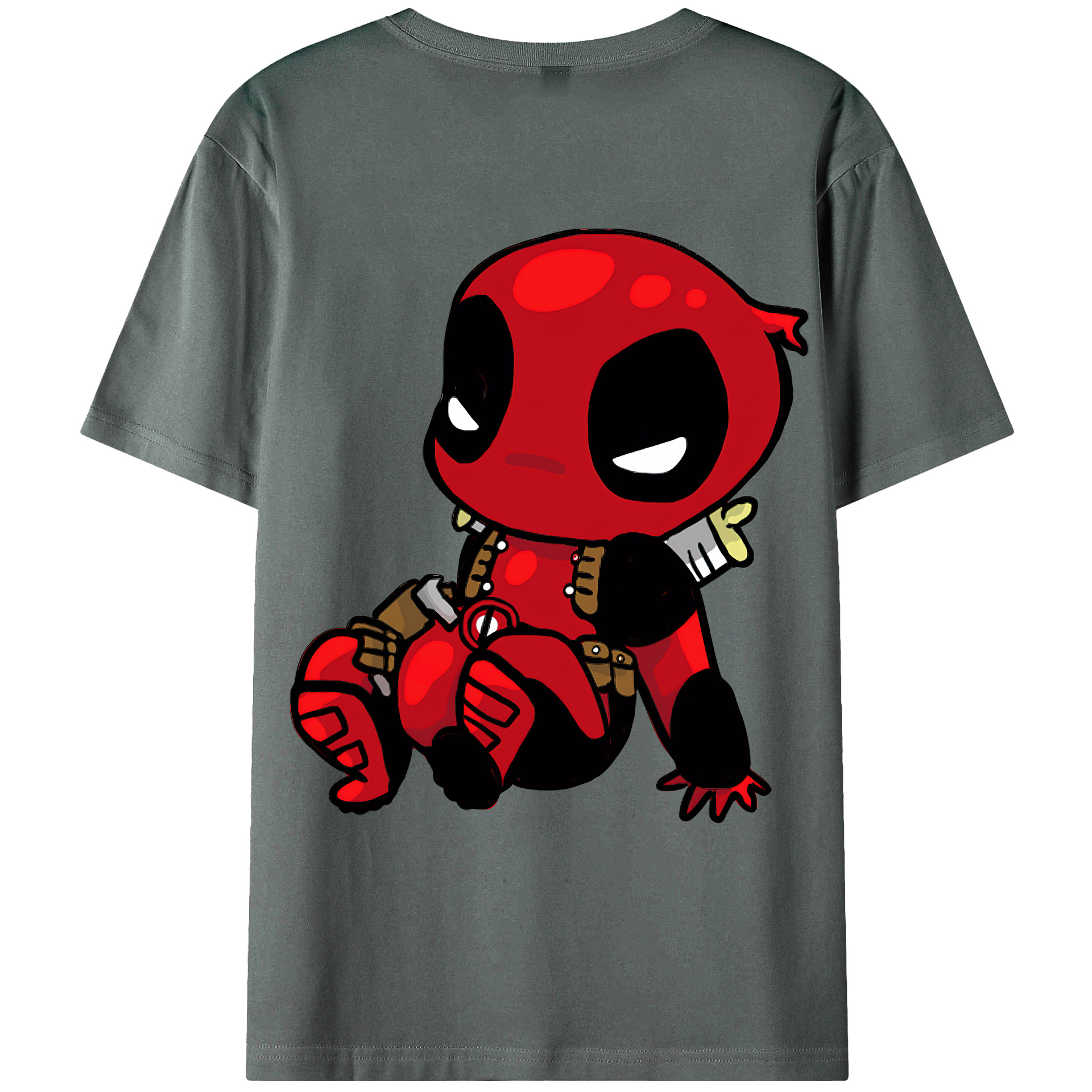 （画像用） Deadpool デッドプール 綿100％ メンズ半袖Tシャツ（バックプリント） 通気性